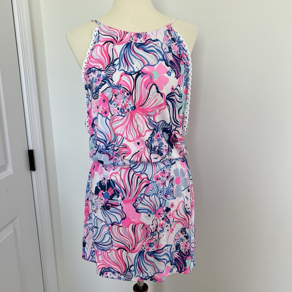 Lilly Pulitzer XS Floral Romper Dress‎ Prosecco Pink Make A Splash